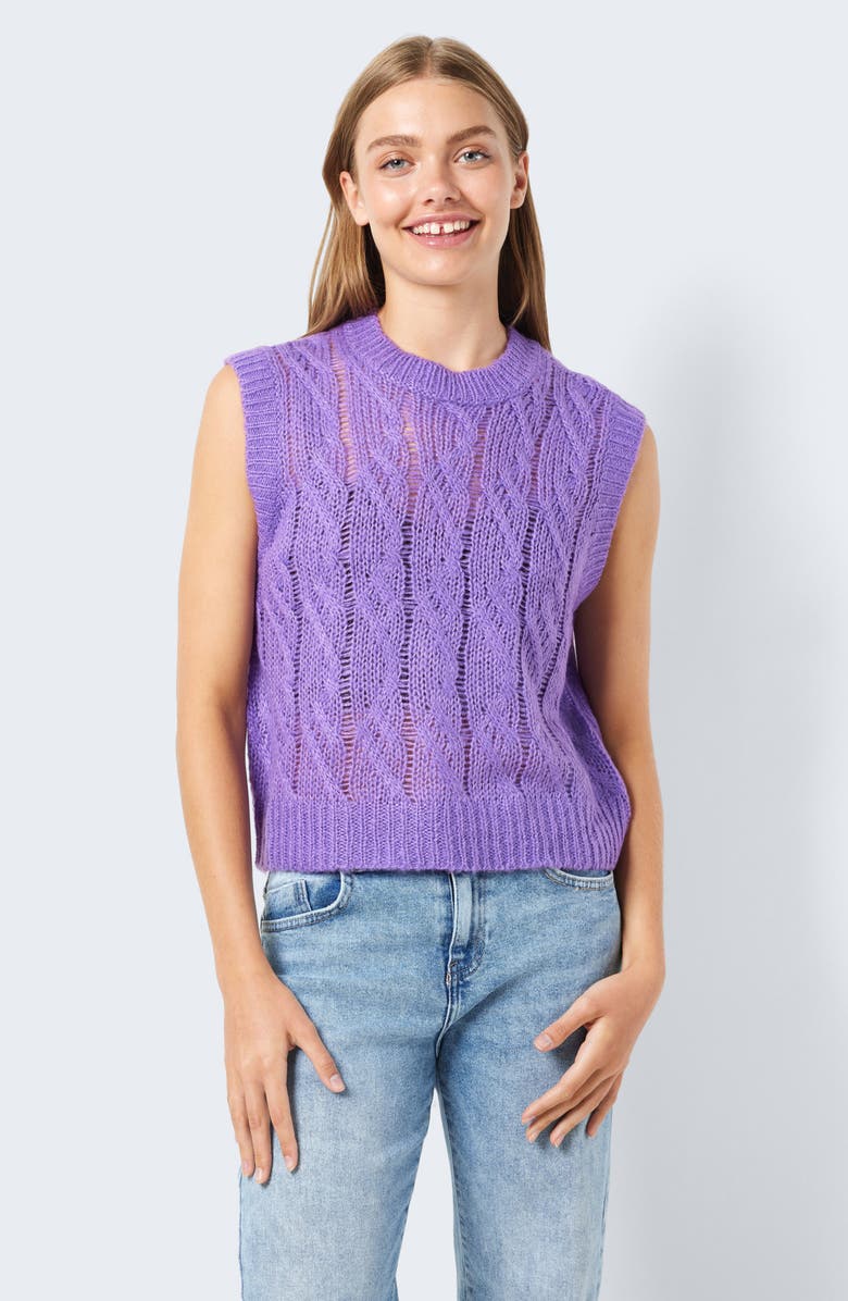 Noisy may Brooke Cable Knit Sleeveless Sweater, Alternate, color,