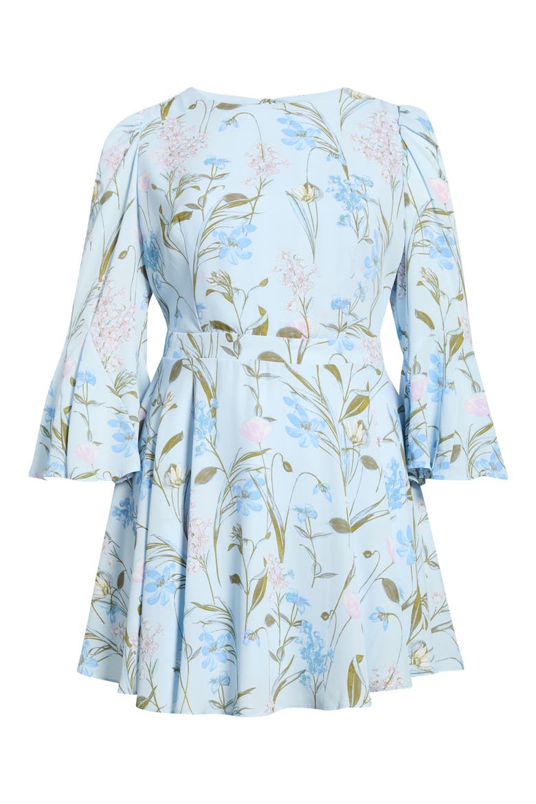 Leida Yara Floral Flare Minidress, Alternate, color, BABY-BLUE