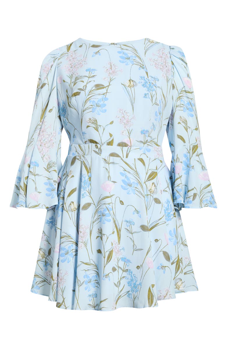 SUGARLIPS Leida Yara Floral Flare Minidress, Alternate, color, Baby-Blue