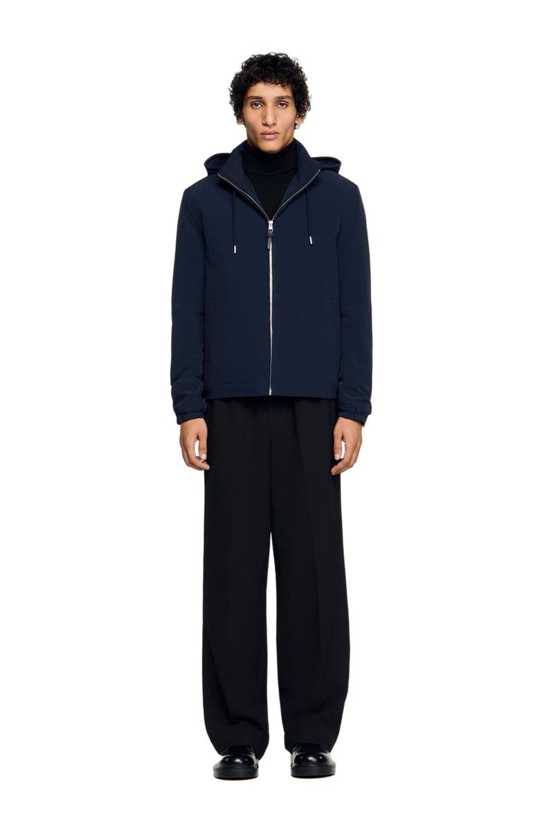 SANDRO Hooded zip-up jacket, Alternate, color, Midnight Blue