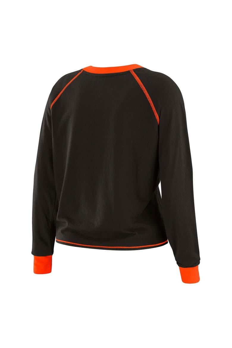 Women's WEAR by Erin Andrews Black/Orange Cincinnati Bengals Tie-Front Long Sleeve Top, Alternate, color, Black
