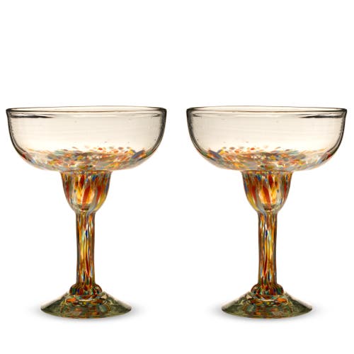 Twine Segunda Vida Artistico Recycled Margarita Glasses Set Of 2 In Multicolor