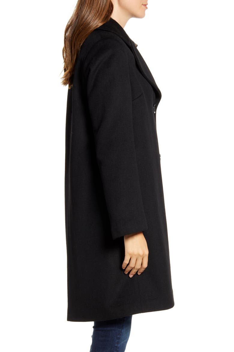 Single Breasted Wool Blend Coat, Alternate, color, BLACK