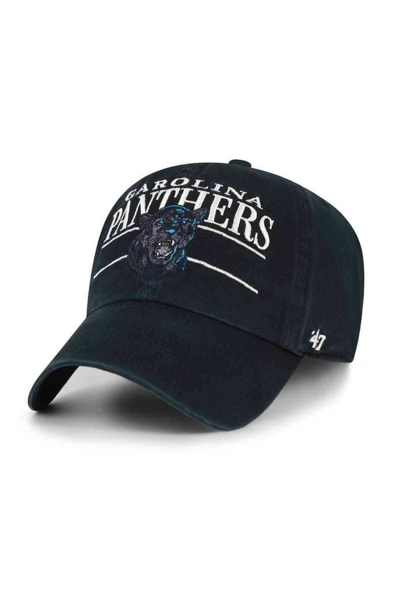 Men's '47 Black Carolina Panthers Throwback Graphic Clean Up Adjustable Hat, Alternate, color, Black