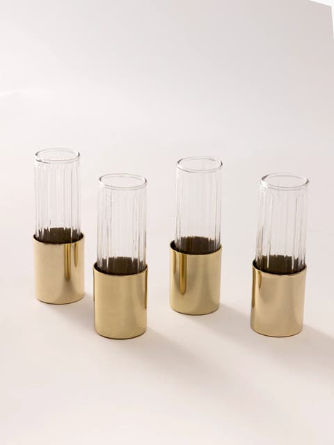 Fluted Glass Bud Vases - Set of 4