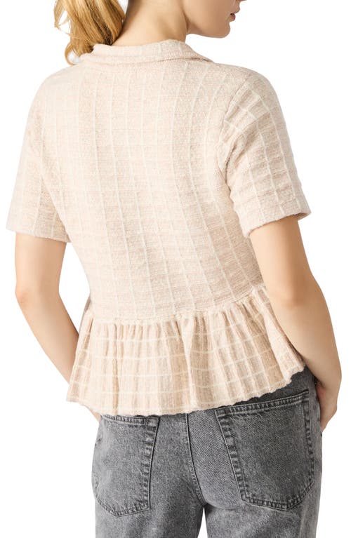 Steve Madden Roxanna Peplum Tweed Button-up Top In White