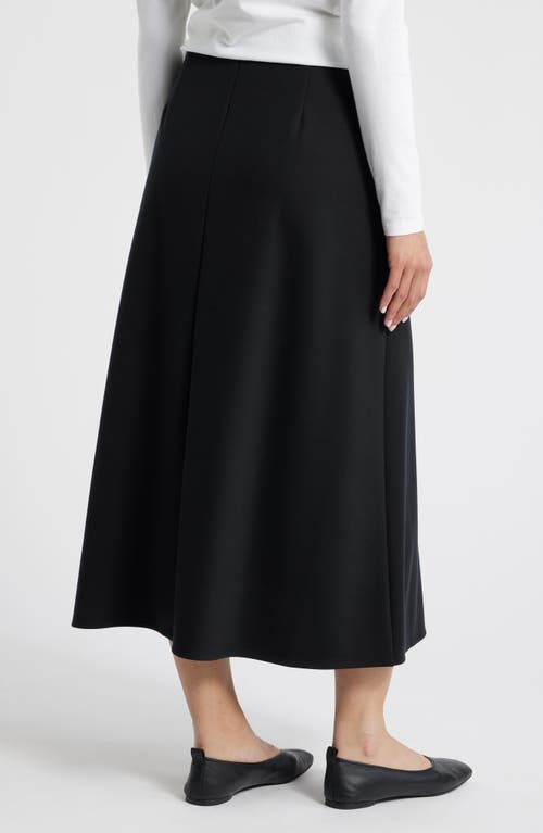 Eileen Fisher Wool Midi A-line Skirt In Black
