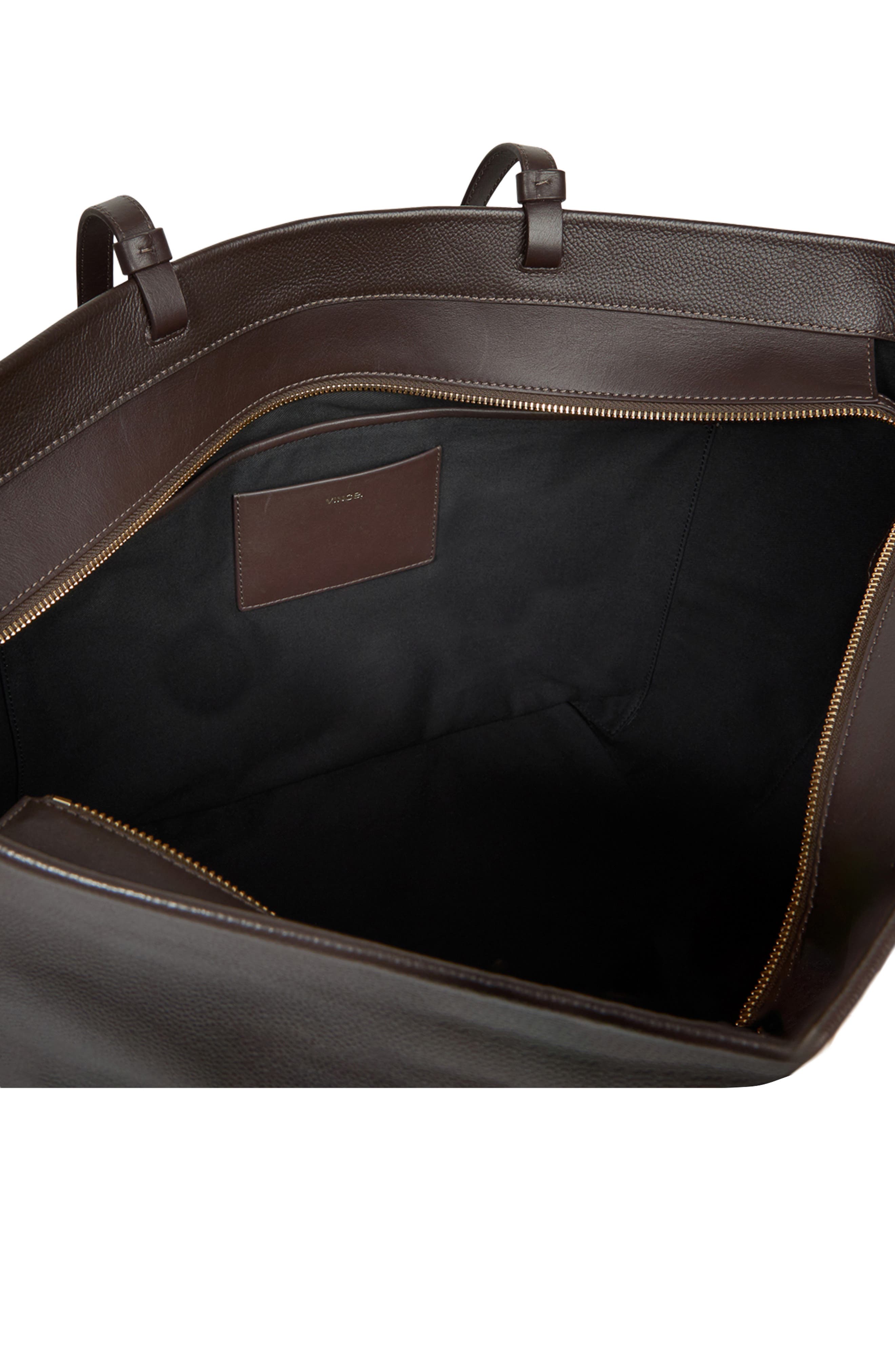 Vince Large Marin Leather Tote, Alternate, color, Cacao