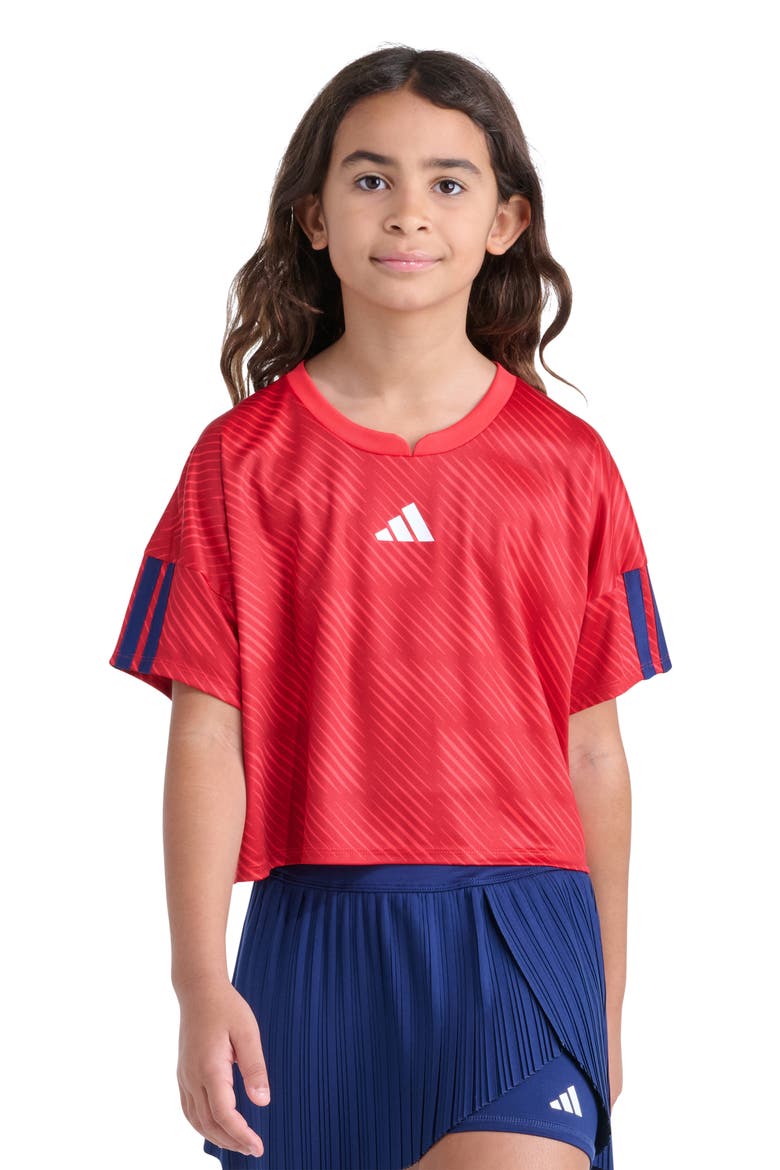 Kids' Badge of Sport Logo Soccer T-Shirt, Main, color, PURE RUBY