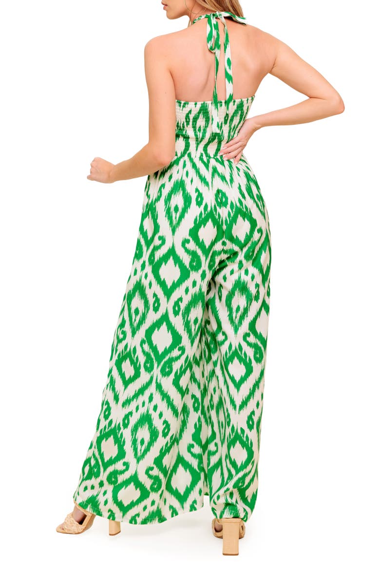 Print Wide Leg Jumpsuit, Alternate, color, IVORY GREEN
