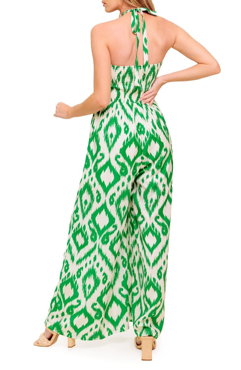 FLYING TOMATO Print Wide Leg Jumpsuit, Alternate, color, Ivory Green