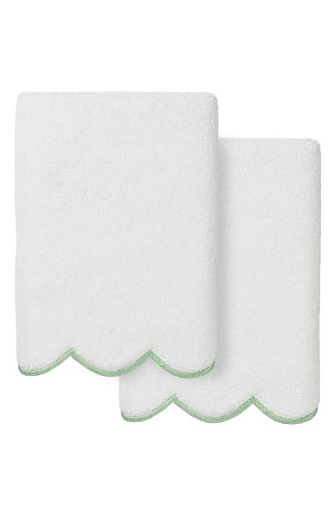 Adornia Scallop Set of 2 Hand Towels