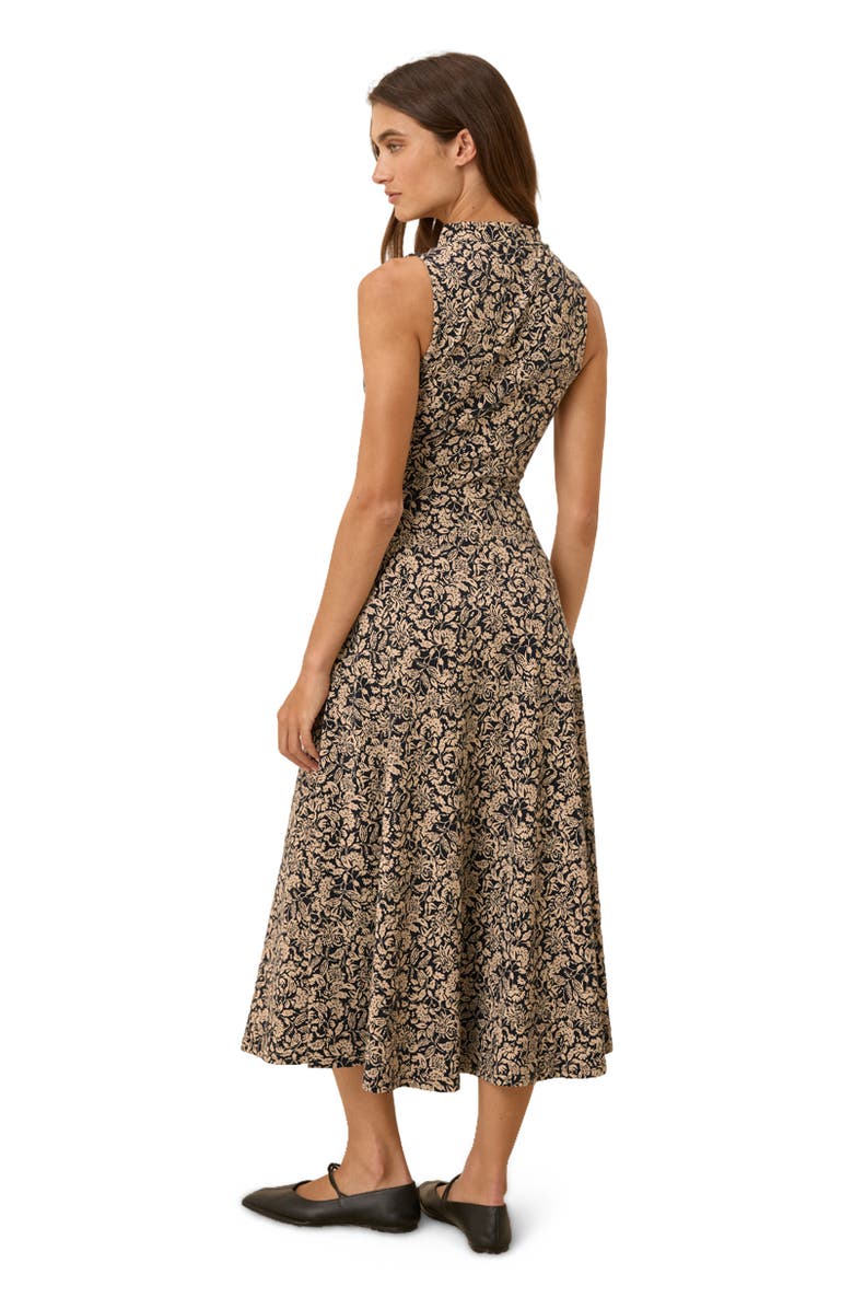Pact Organic Cotton Fit & Flare Cowl Neck Dress, Alternate, color, Paisley Blossoms Black