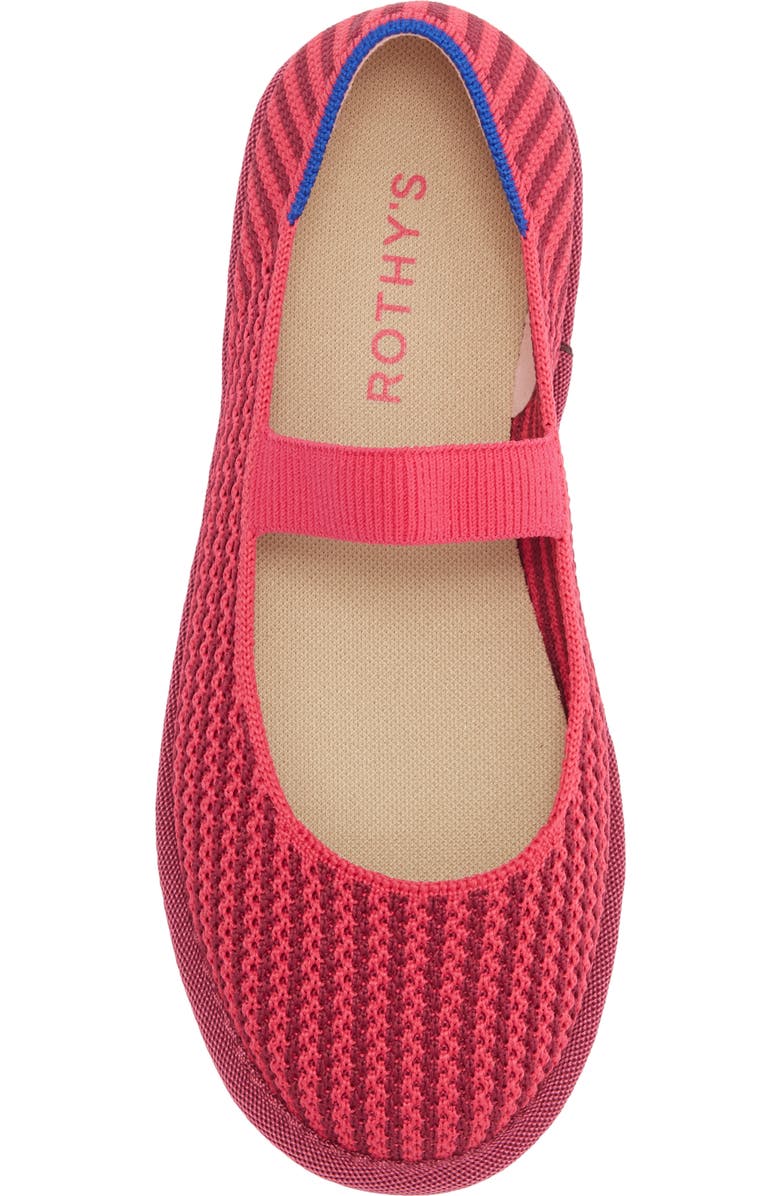 Rothy's Kids' The Mini Mary Jane Flat, Alternate, color, Raspberry Stripe