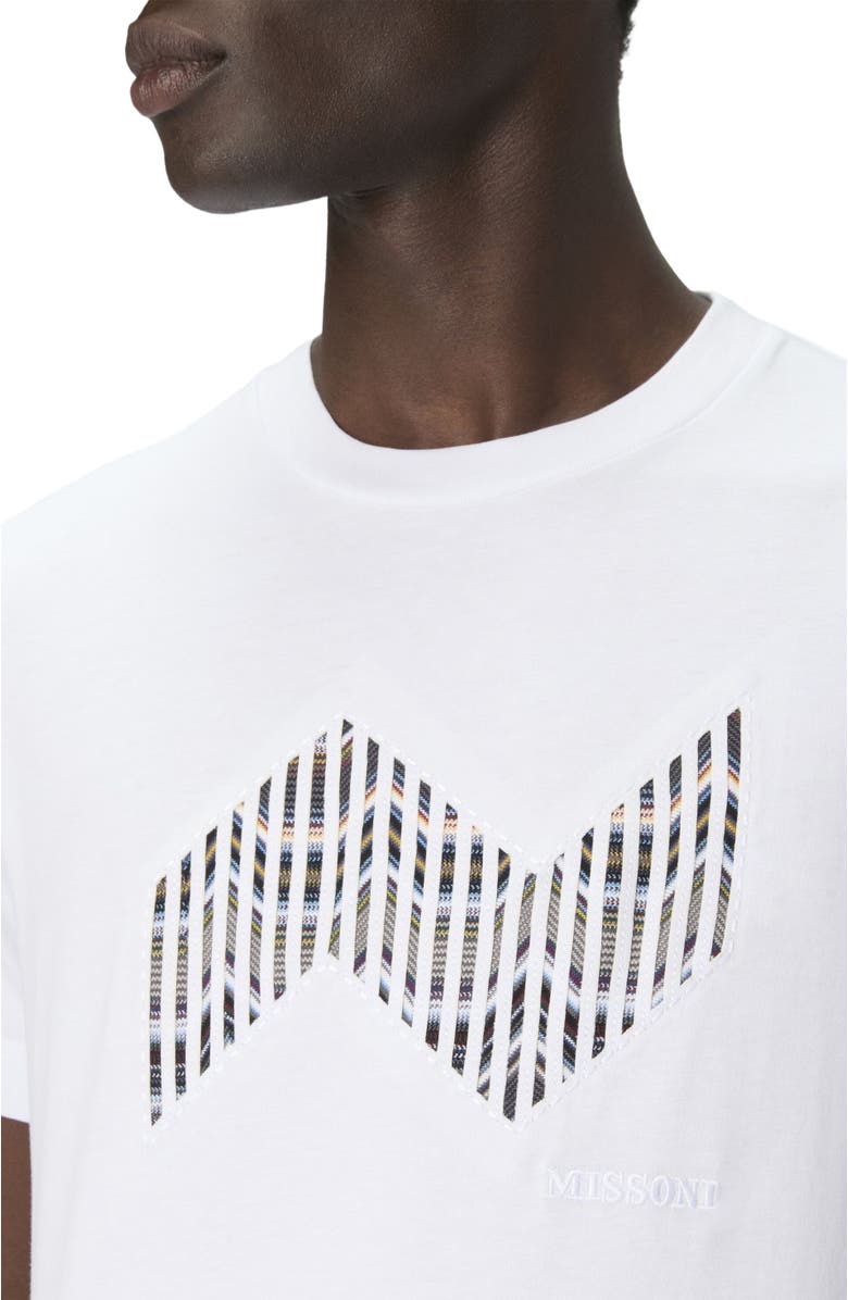 Missoni Short Sleeve T-shirt With Geometric Zigzag Insert And Logo, Alternate, color, Multicoloured