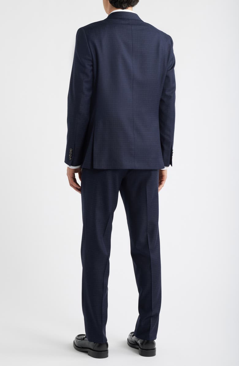 Jack Victor Engel Navy Microcheck Peak Lapel Wool Suit, Alternate, color, Navy