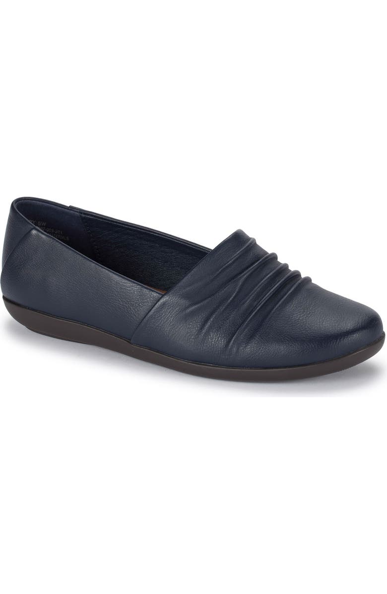 BARETRAPS Piper Ruched Flat, Main, color, Navy