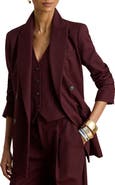 Lauren Ralph Lauren Double Breasted Wool Blend Twill Blazer