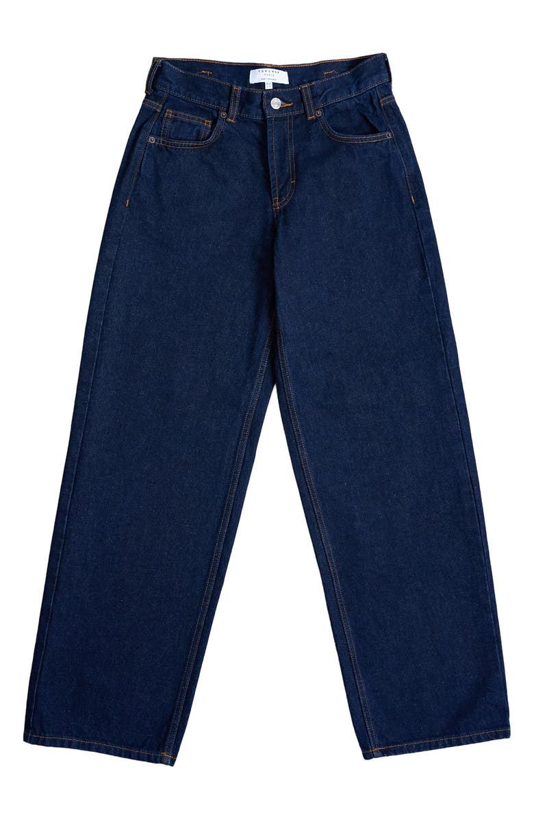 Topshop Cinch Low Rise Relaxed Jeans, Alternate, color, Medium Blue