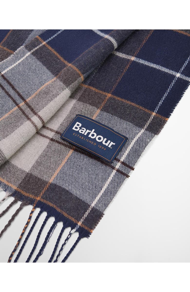 Barbour Galingale Plaid Fringed Scarf, Alternate, color, Grey Midnight Tartan