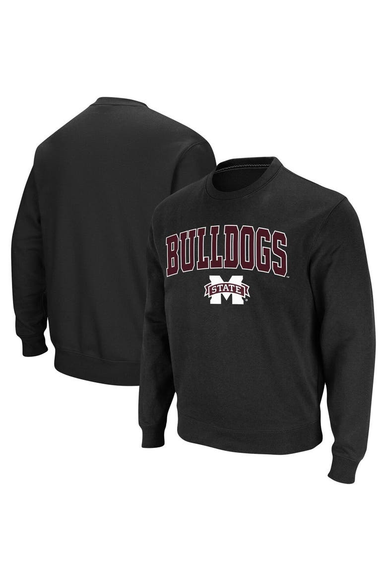 Men's Colosseum Black Mississippi State Bulldogs Arch & Logo Tackle Twill Pullover Sweatshirt, Alternate, color, Black