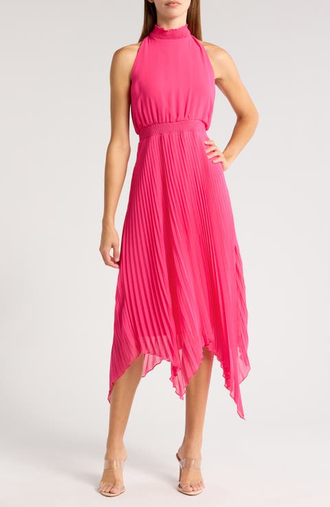 Plissé Handkerchief Hem Sleeveless Dress