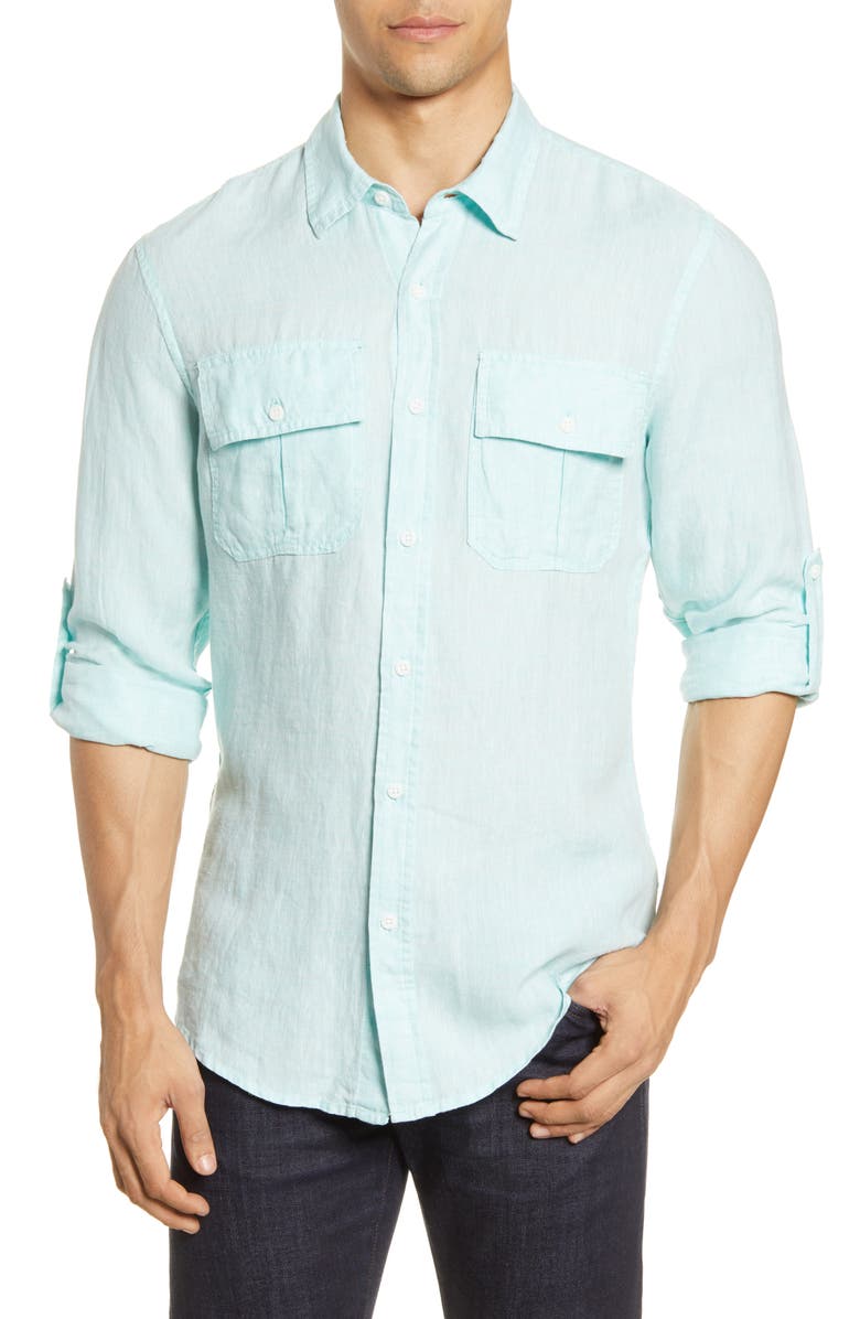 Onia Garret Linen Button-Up Shirt, Main, color,