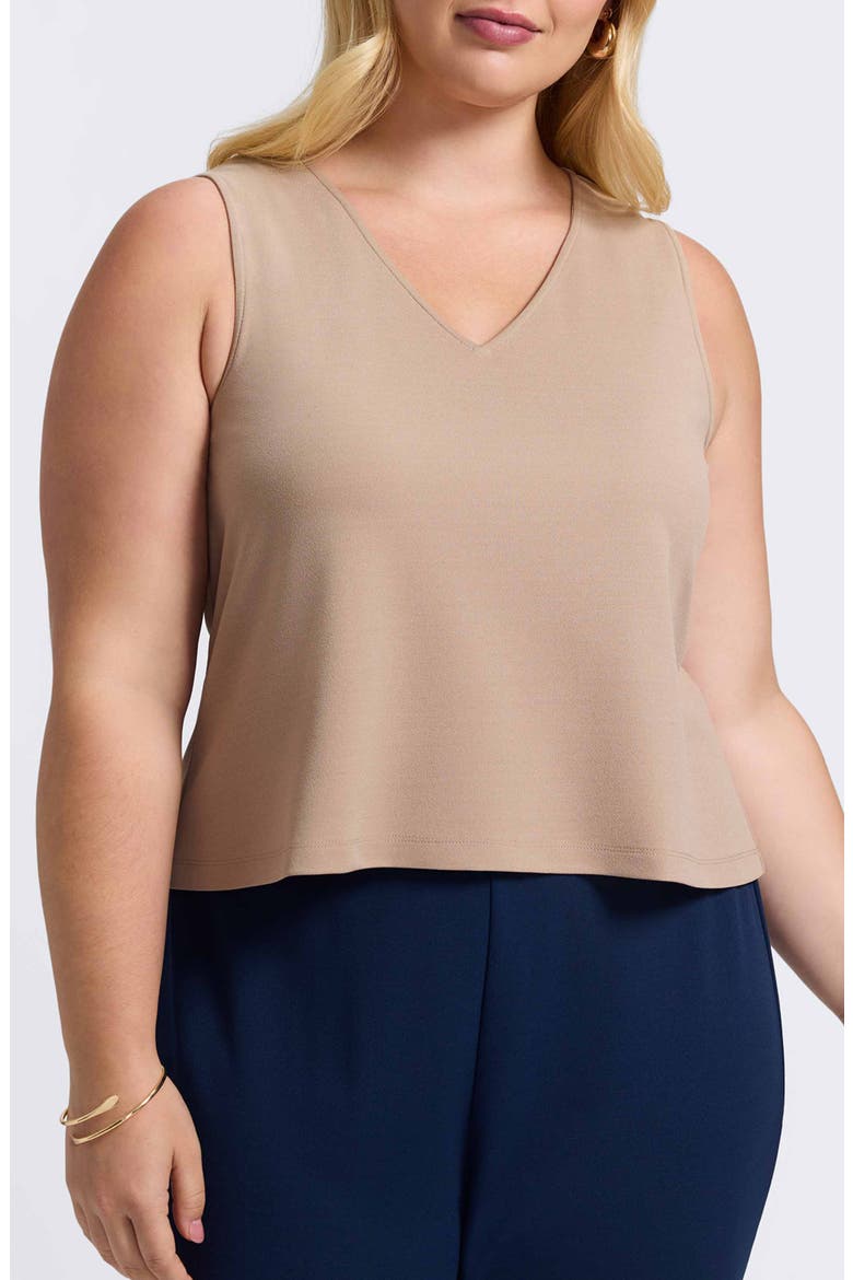 Callie Sleeveless Crepe Knit Top, Main, color, KHAKI