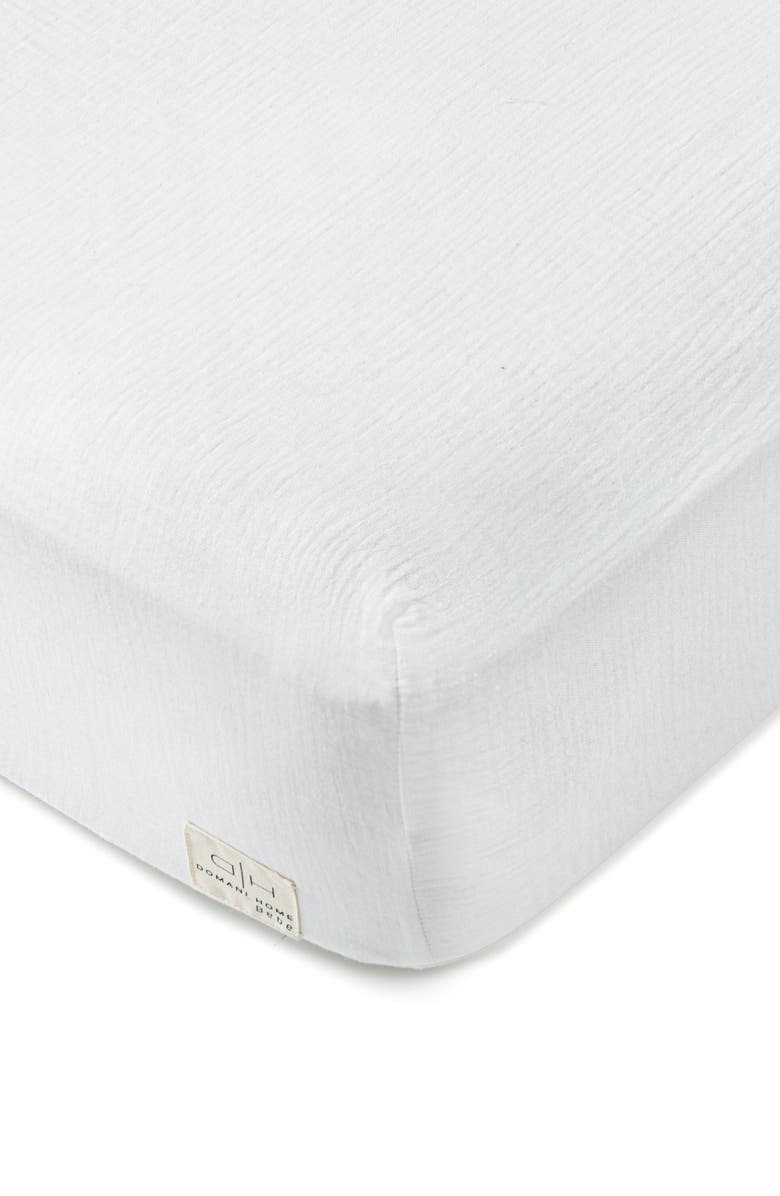Domani Home Cotton Gauze Crib Sheet, Main, color, White