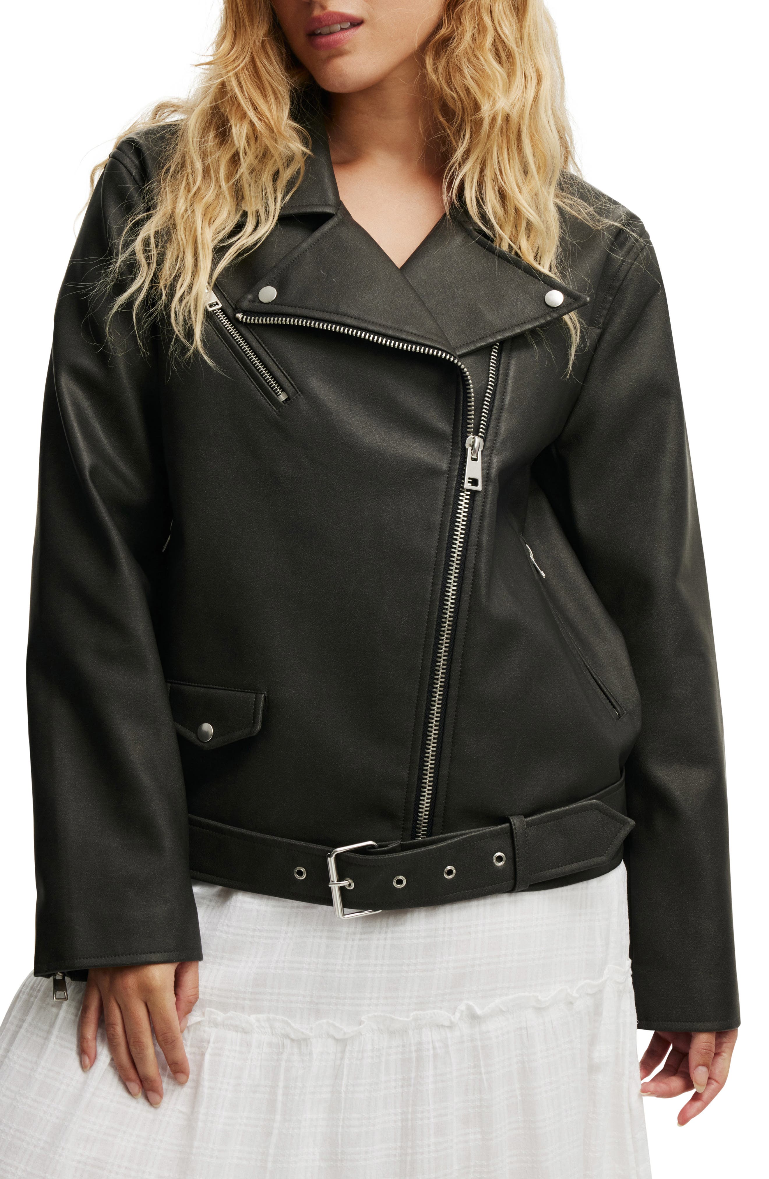 Cotton On Roman Faux Leather Moto Jacket