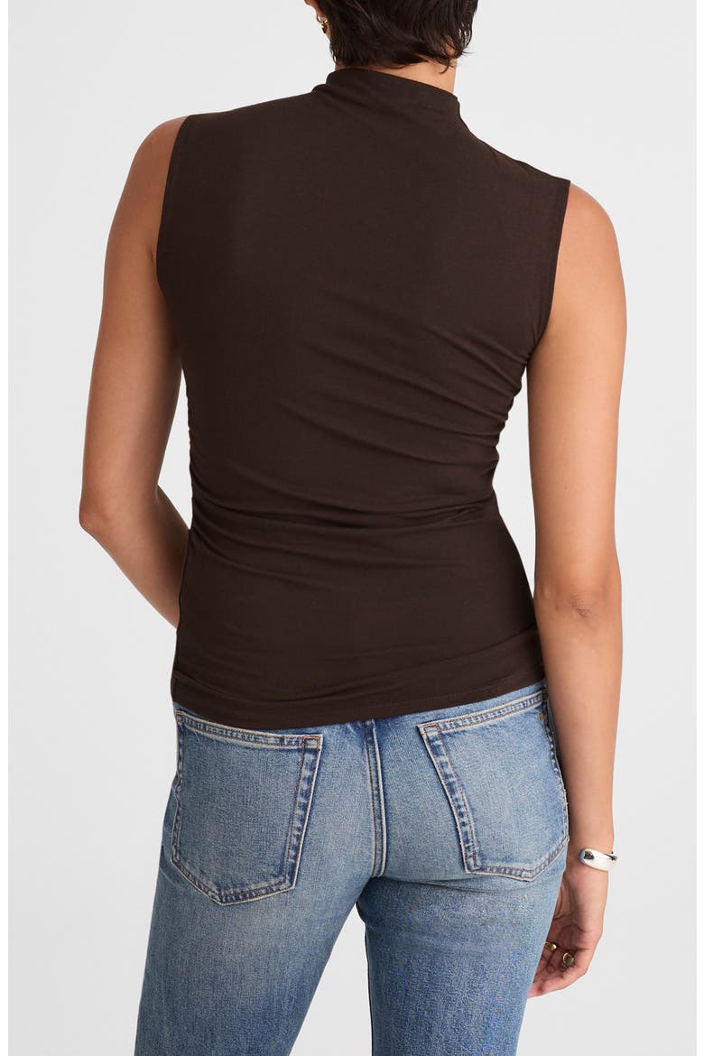 Ruched Mock Neck Sleeveless Top, Alternate, color, MOLASSES