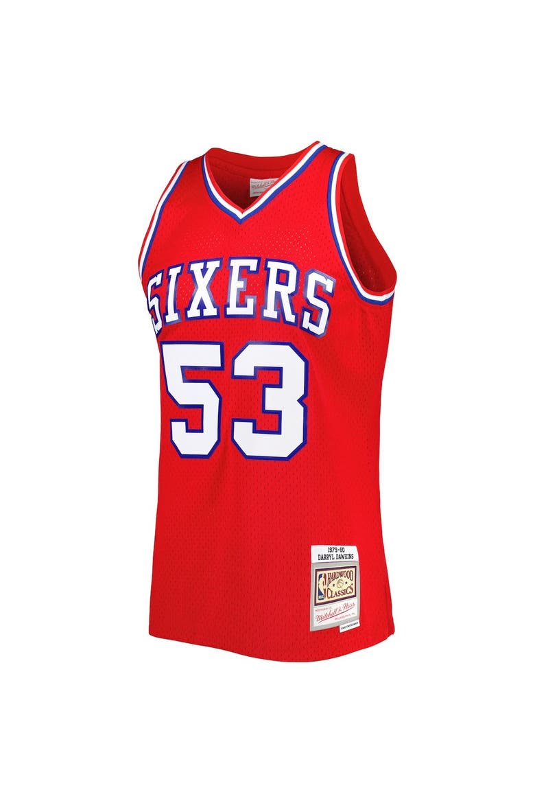Men's Mitchell & Ness Darryl Dawkins Red Philadelphia 76ers Hardwood Classics 1979/80 Swingman Jersey, Alternate, color, Red