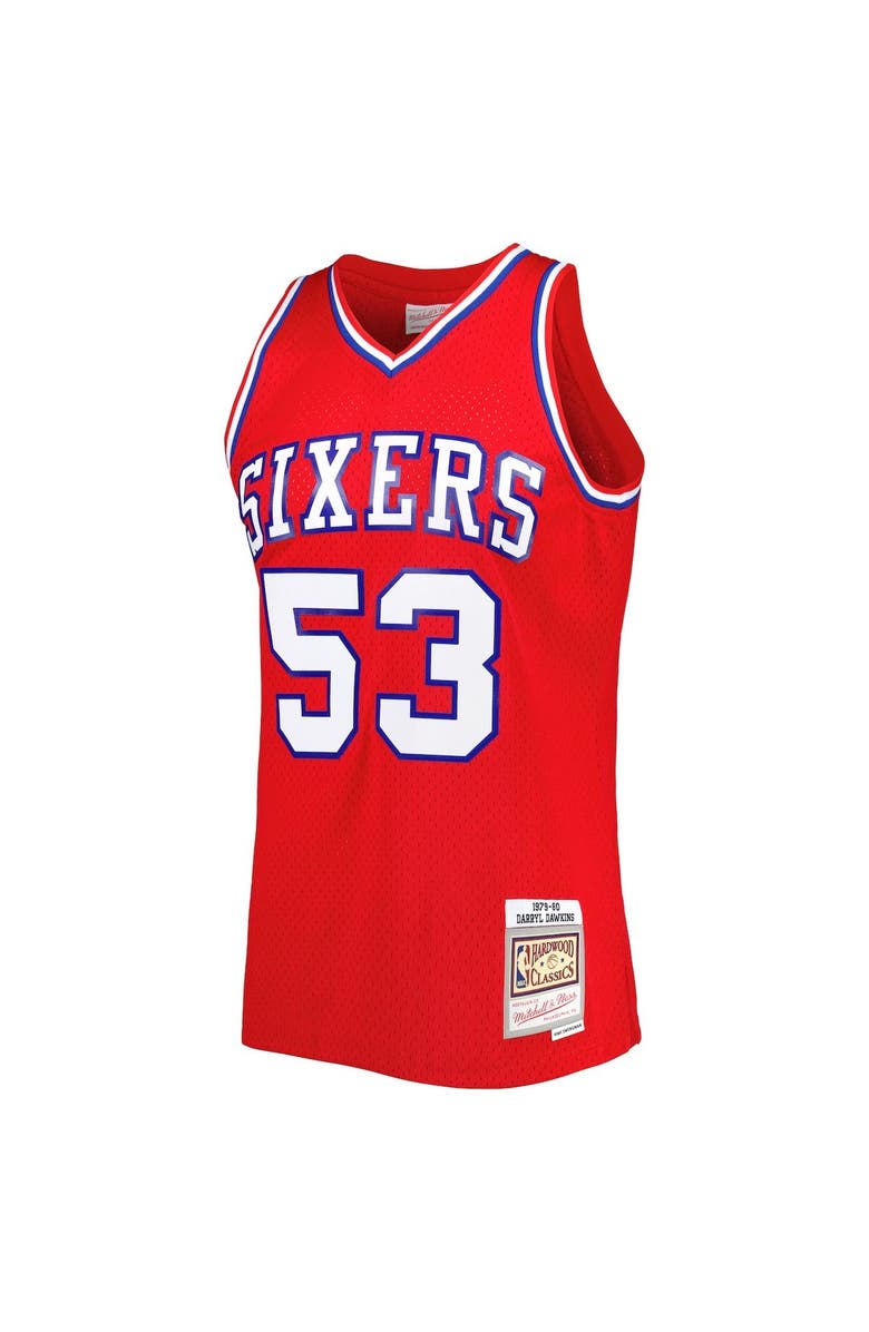 Mitchell & Ness Men's Mitchell & Ness Darryl Dawkins Red Philadelphia 76ers Hardwood Classics 1979/80 Swingman Jersey, Alternate, color, 