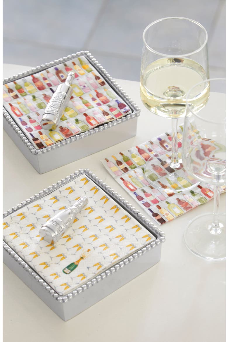 Beaded Napkin Box Set, Alternate, color, SILVER