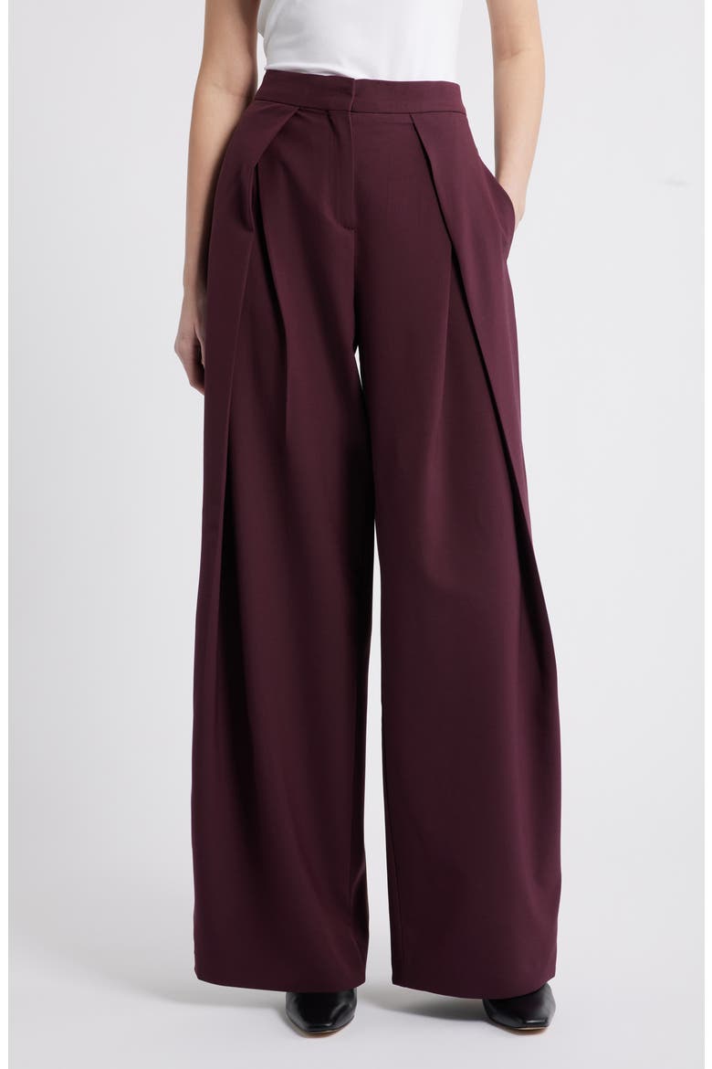 Laura Pleated Wide Leg Pants, Main, color, MAROON