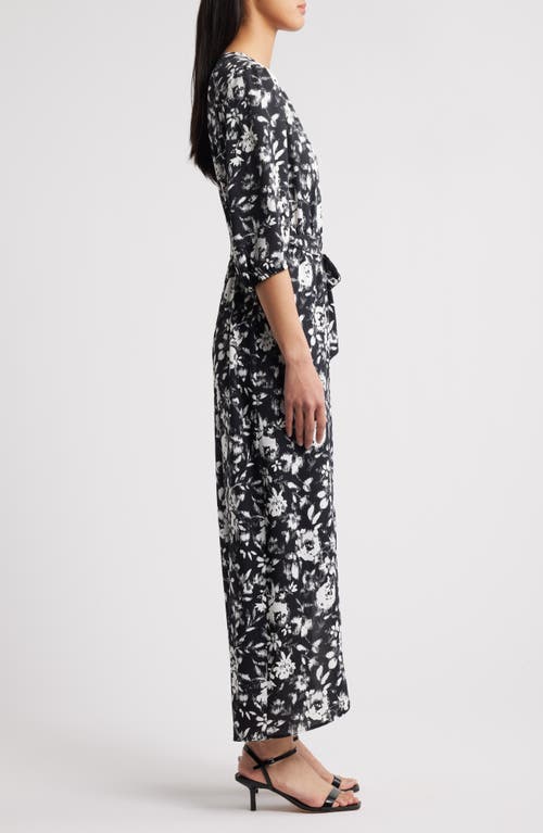 Connected Apparel Puff Sleeve Faux Wrap Maxi Dress In Black