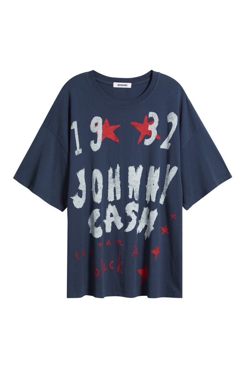 Johnny Cash Doodles Oversized Graphic Tee, Alternate, color, VINTAGE NAVY