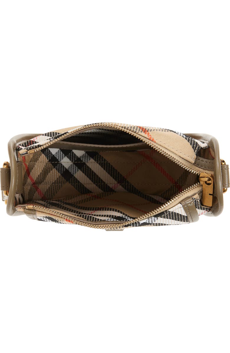 Burberry Mini B Clip Check Coated Canvas Messenger Bag, Alternate, color, Sand
