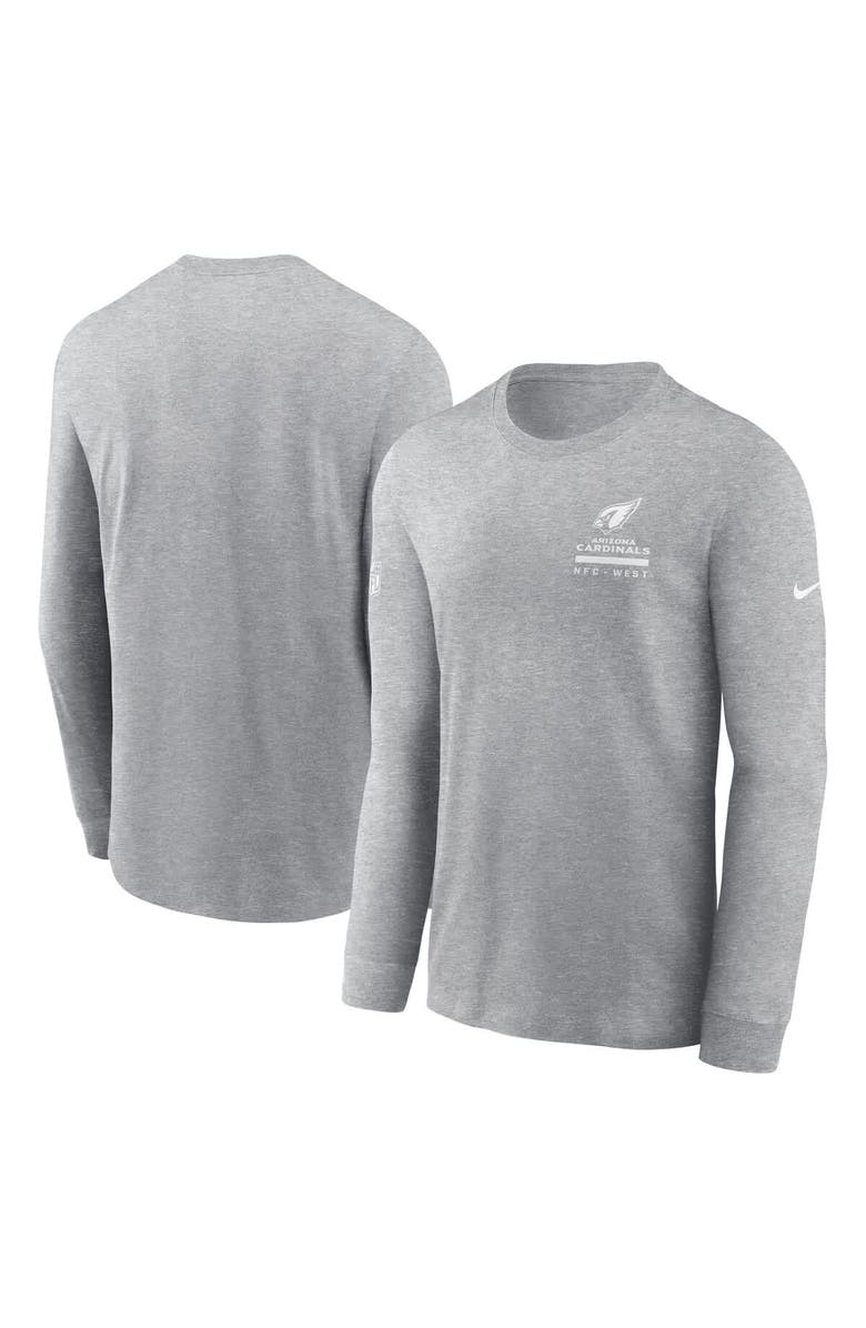 Nike Men's Nike Gray Arizona Cardinals Sideline Performance Long Sleeve T-Shirt, Alternate, color, Gray