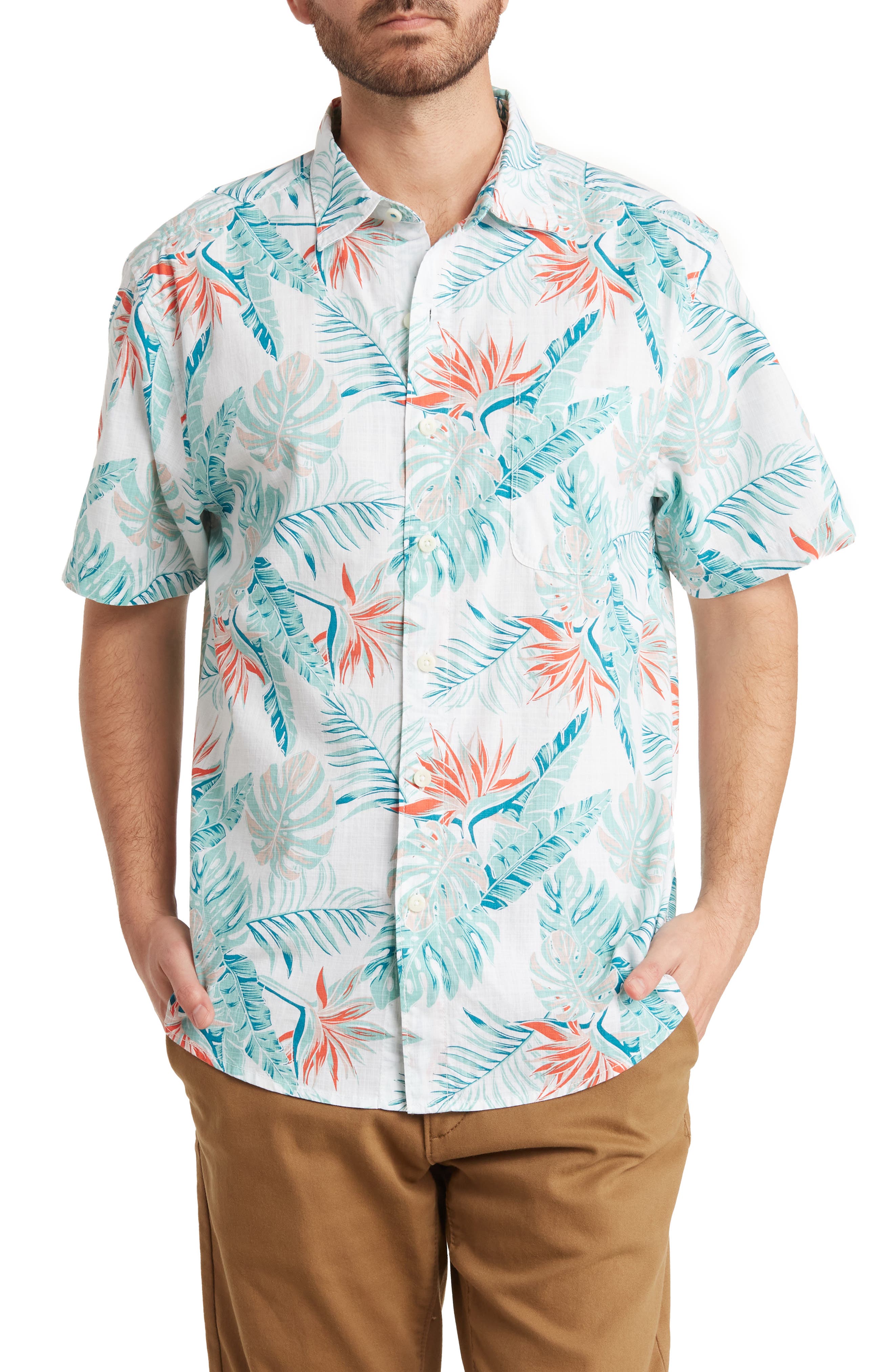 Tommy Bahama Montstera Tropical Short Sleeve Cotton Button-Up Shirt