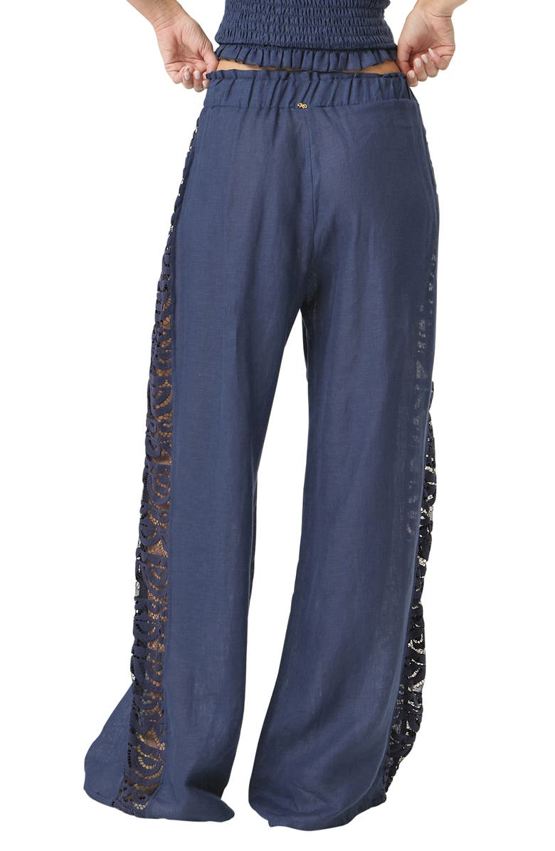 PQ SWIM Jace Lace Trim Linen Cover-Up Pants, Alternate, color,