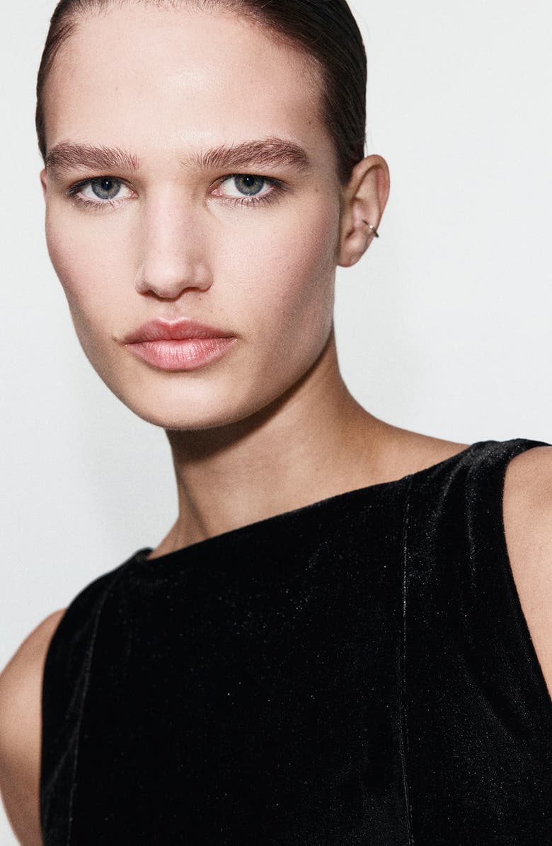 MANGO Velvet Minidress, Alternate, color, Black