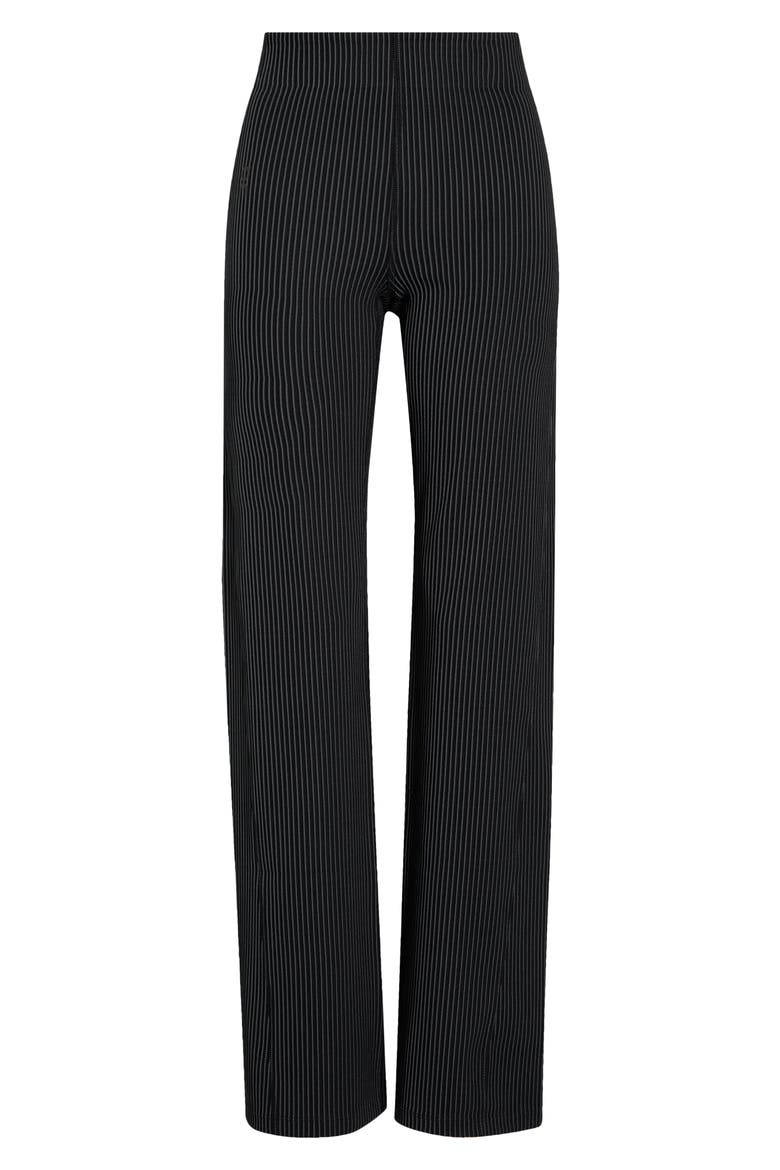 All Day Ribbed High Waist Pants, Alternate, color, BLACK/ ROCK