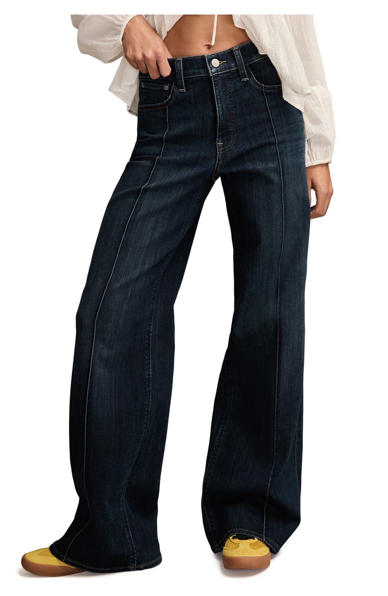 Lucky Brand Stevie High Waist Front Seams Wide Leg Jeans, Main, color, Lowkey Wash