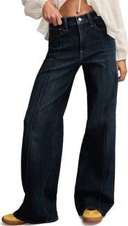 Lucky Brand Stevie High Waist Front Seams Wide Leg Jeans
