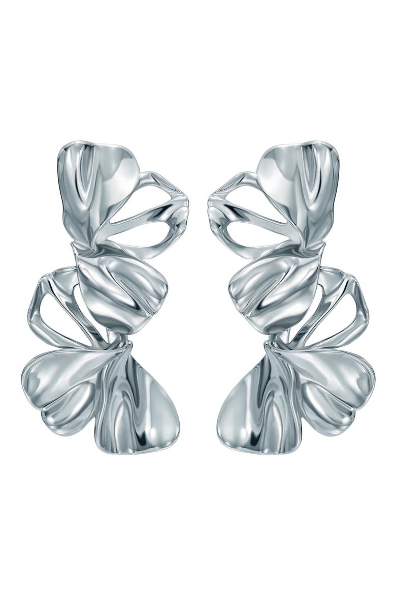 Leighanna Abstract Leaf Drop Earrings, Alternate, color, SILVER TONE