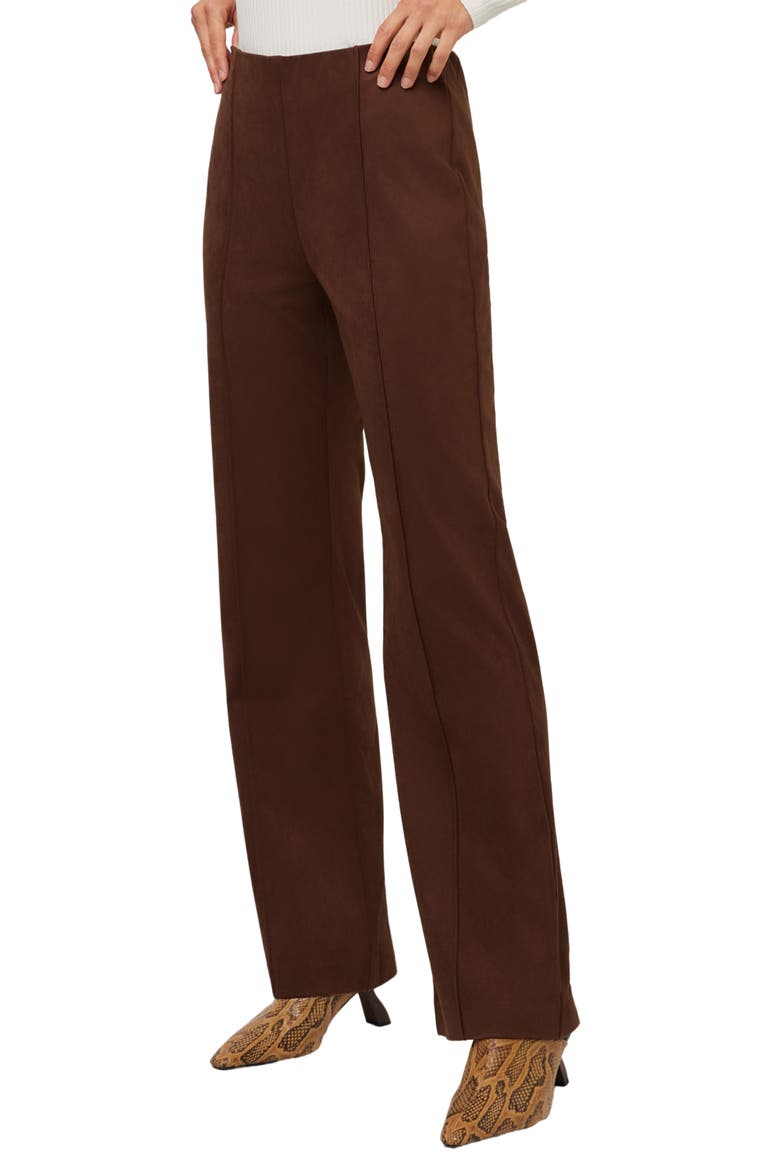 Ellie Faux Suede Bootcut Pants, Alternate, color, WOOD
