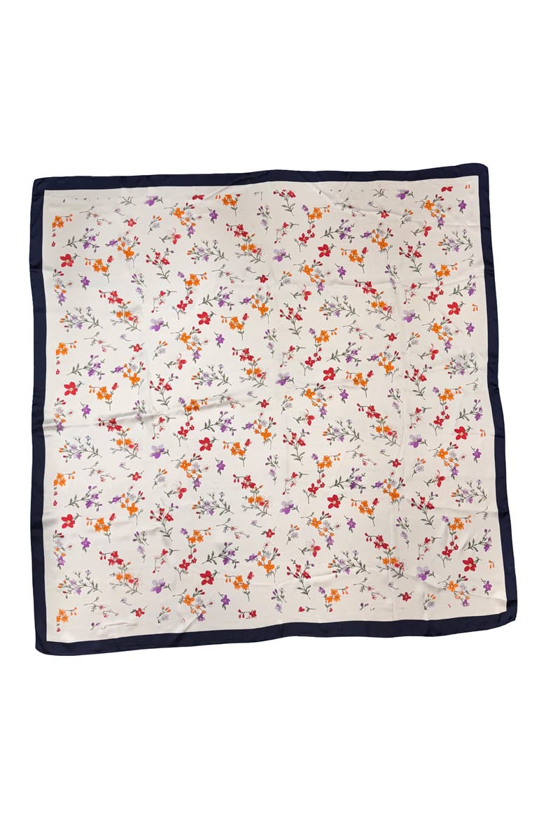 Floral Satin Scarf, Alternate, color, IVORY MULTI