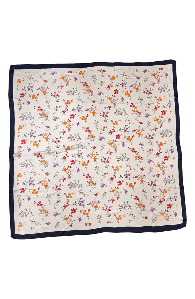 Tasha Floral Satin Scarf, Alternate, color, Ivory Multi