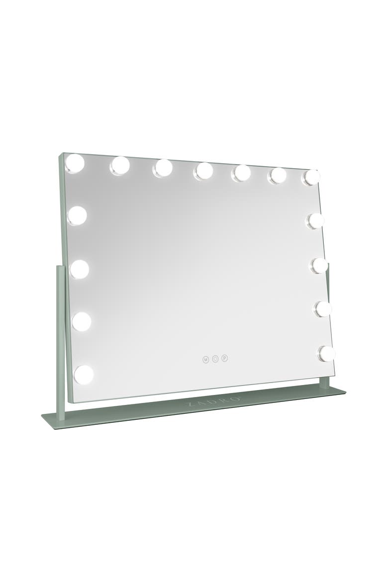 Large Horizontal Hollywood Makeup Mirror with Lights, Main, color, Dark Green